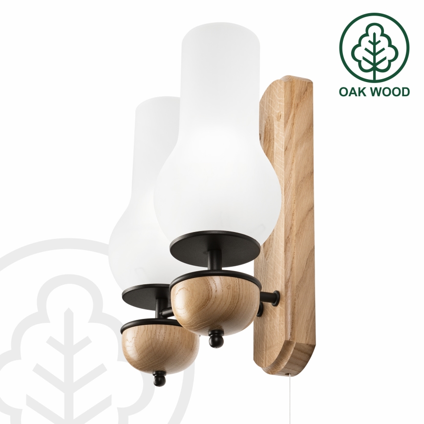 Brilagi - Wall light COTTAGE 2xE14/40W/230V oak/white