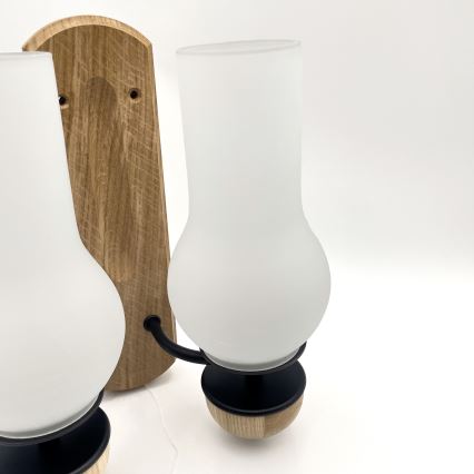 Brilagi - Wall light COTTAGE 2xE14/40W/230V oak/white