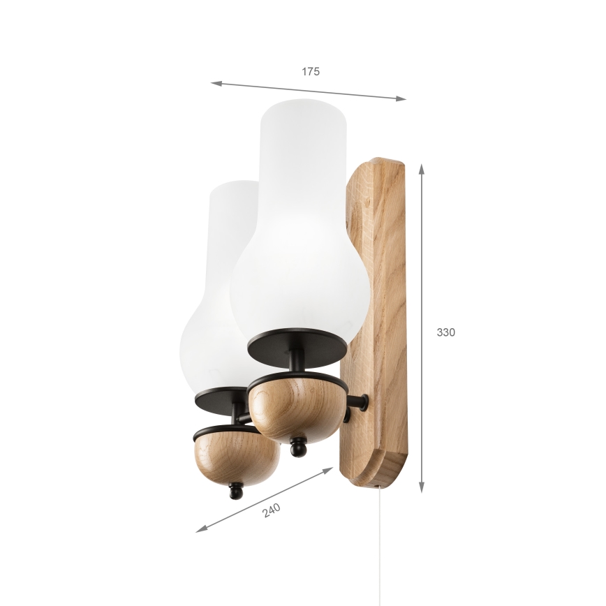 Brilagi - Wall light COTTAGE 2xE14/40W/230V oak/white