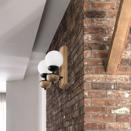 Brilagi - Wall light COTTAGE 2xG9/40W/230V oak/white