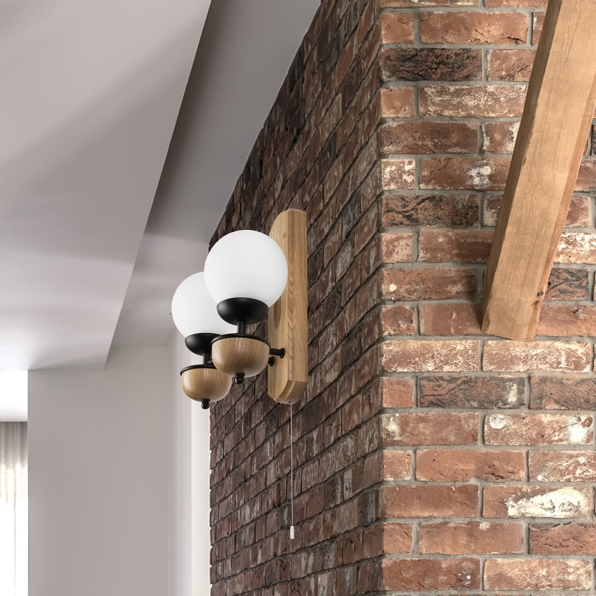 Brilagi - Wall light COTTAGE 2xG9/40W/230V oak/white