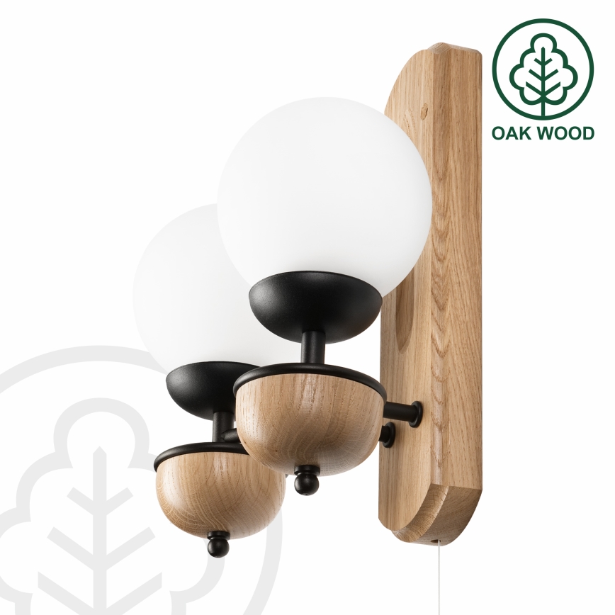 Brilagi - Wall light COTTAGE 2xG9/40W/230V oak/white