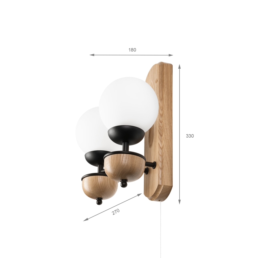 Brilagi - Wall light COTTAGE 2xG9/40W/230V oak/white