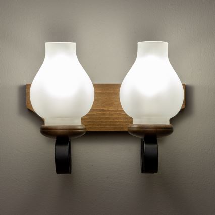 Brilagi - Wall light QUEEN 2xE14/40W/230V beech/walnut