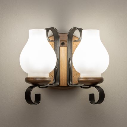 Brilagi - Wall light ROATA APLICA 2xE14/40W/230V beech/walnut