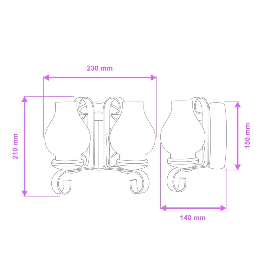 Brilagi - Wall light ROATA APLICA 2xE14/40W/230V beech/walnut