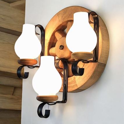 Brilagi - Wall light ROATA APLICA 3xE14/40W/230V beech