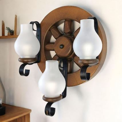 Brilagi - Wall light ROATA APLICA 3xE14/40W/230V beech/walnut