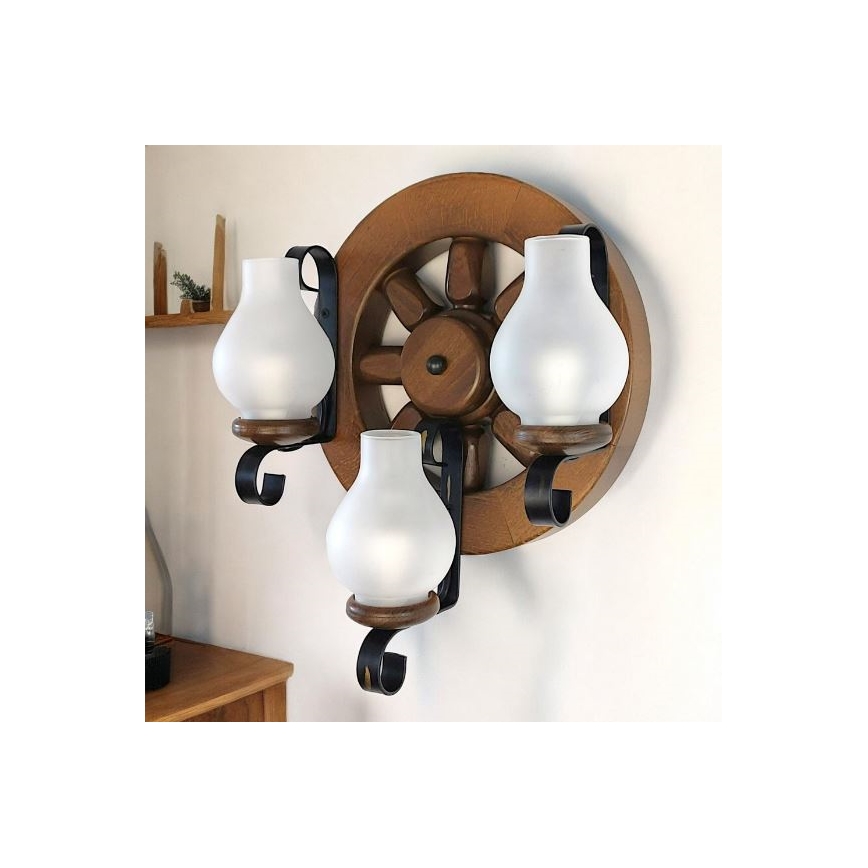 Brilagi - Wall light ROATA APLICA 3xE14/40W/230V beech/walnut