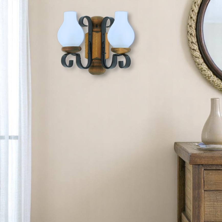 Brilagi - Wall light RUSTIC 2xE14/40W/230V beech