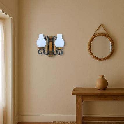 Brilagi - Wall light RUSTIC 2xE14/40W/230V beech