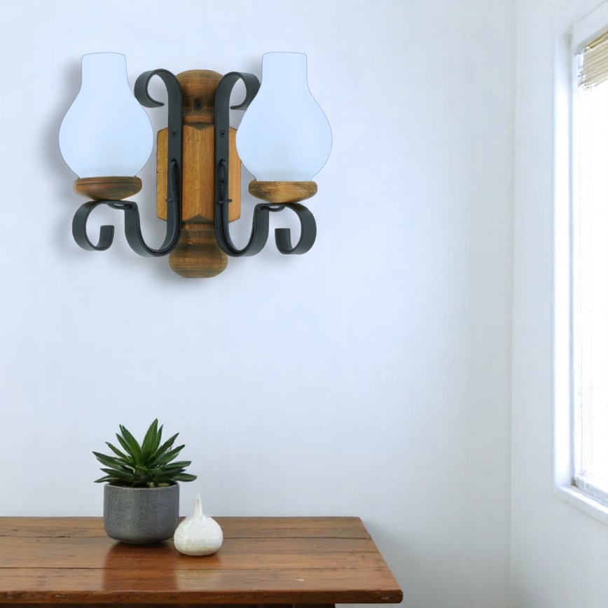 Brilagi - Wall light RUSTIC 2xE14/40W/230V beech