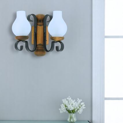 Brilagi - Wall light RUSTIC 2xE14/40W/230V beech