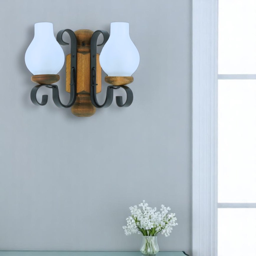Brilagi - Wall light RUSTIC 2xE14/40W/230V beech