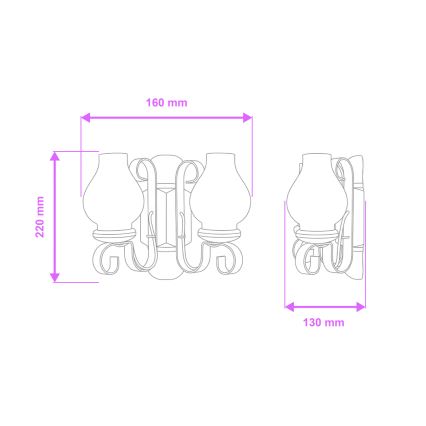 Brilagi - Wall light RUSTIC 2xE14/40W/230V beech