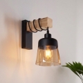 BRILAGI - Wall light WOOD GLASS 1xE27/60W/230V pine/black/smoked brown