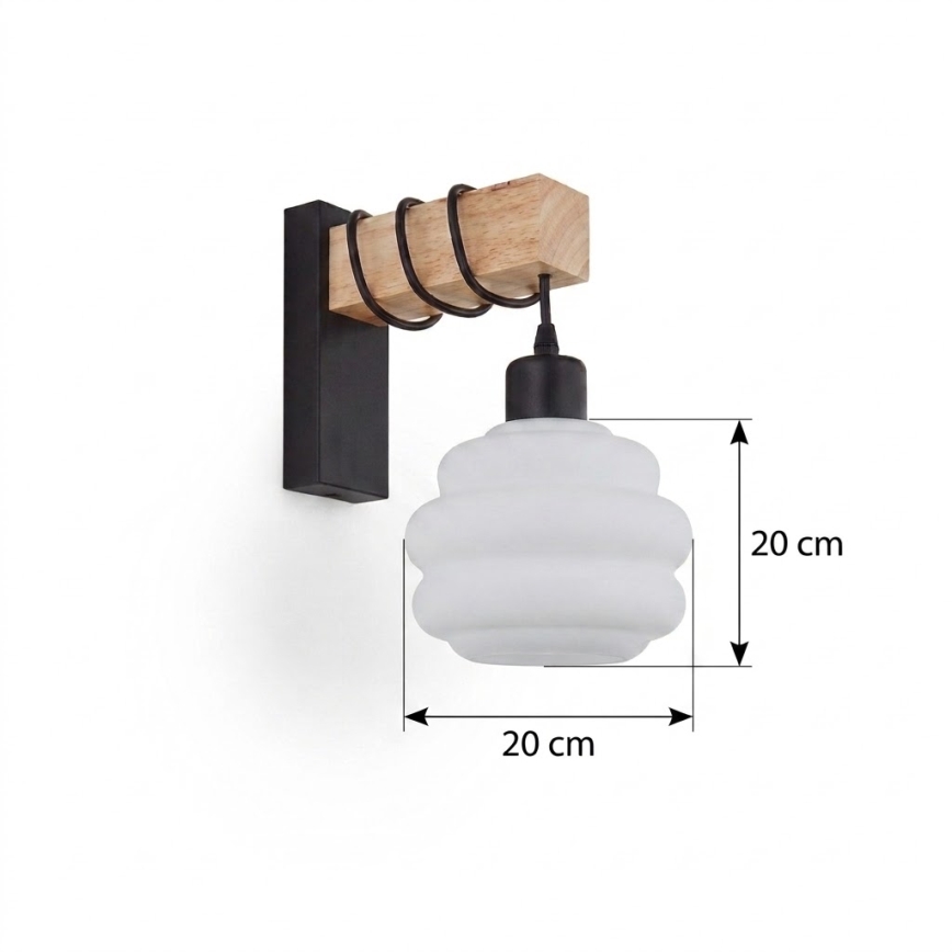 BRILAGI - Wall light WOOD GLASS 1xE27/60W/230V pine/black/white