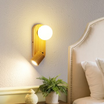 Brilagi - Wall-mounted spotlight MODERN WOOD 1xG9/5W/230V + 1xGU10/8W rubberwood