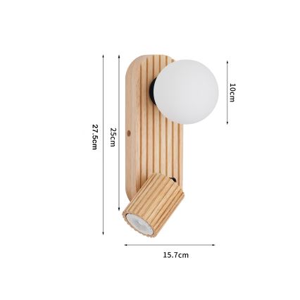 Brilagi - Wall-mounted spotlight MODERN WOOD 1xG9/5W/230V + 1xGU10/8W wood