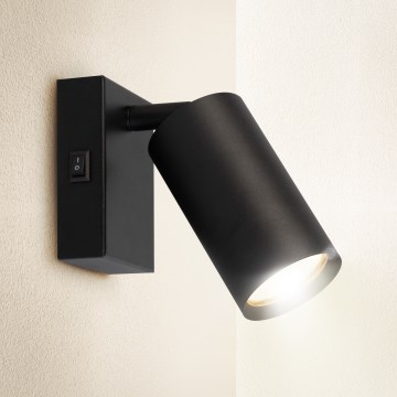 Brilagi - Wall-mounted spotlight with switch SELE 1xGU10/30W/230V black