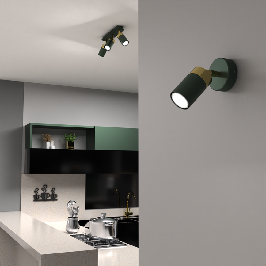 Brilagi - Wall spotlight POKER 1xGU10/25W/230V green/gold