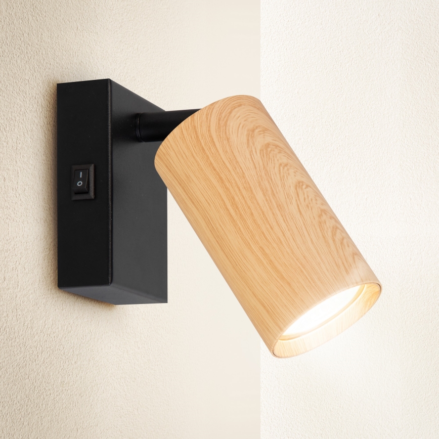 Brilagi - Wall spotlight SELE 1xGU10/30W/230V black/oak decor
