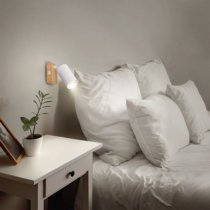 Brilagi - Wall spotlight SELE 1xGU10/30W/230V white/oak decor
