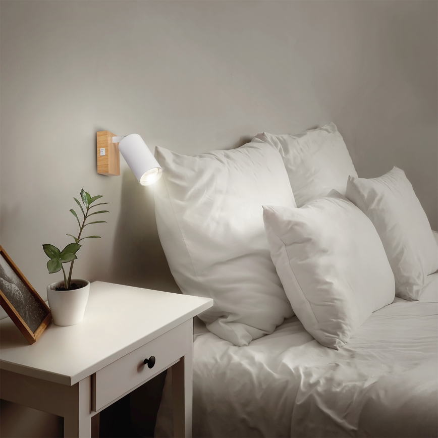 Brilagi - Wall spotlight SELE 1xGU10/30W/230V white/oak decor