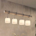BRILAGI - WOOD GLASS Cable-hung Chandelier 4xE27/60W/230V Pine/Gray/White
