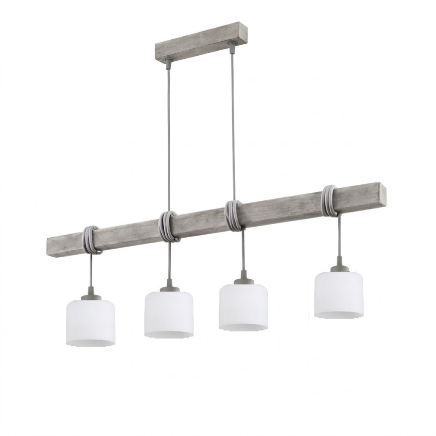 BRILAGI - WOOD GLASS Cable-hung Chandelier 4xE27/60W/230V Pine/Gray/White