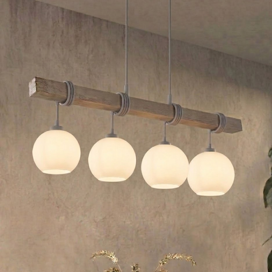 BRILAGI - WOOD GLASS cable pendant 4xE27/60W/230V pine/gray/white