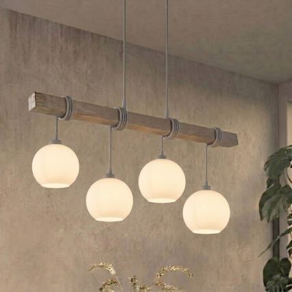 BRILAGI - WOOD GLASS cable pendant 4xE27/60W/230V pine/gray/white