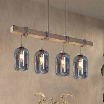 BRILAGI - WOOD GLASS Cable Pendant 4xE27/60W/230V Pine/Grey/Smoked Grey