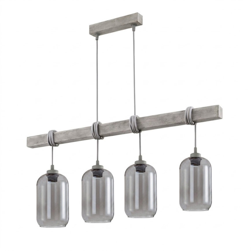 BRILAGI - WOOD GLASS Cable Pendant 4xE27/60W/230V Pine/Grey/Smoked Grey
