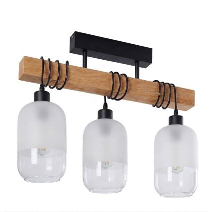 BRILAGI - WOOD GLASS Flush-Mounted Ceiling Light 3xE27/60W/230V pine/black/white