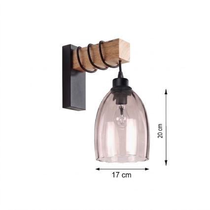 BRILAGI - WOOD GLASS Wall Light 1xE27/60W/230V Pine/Black/Smoky Beige