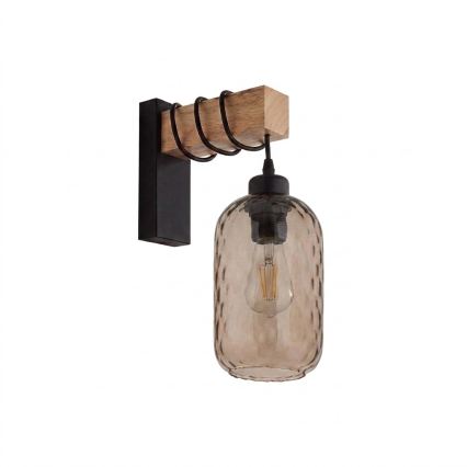 BRILAGI - WOOD GLASS Wall Lamp 1xE27/60W/230V Pine/Black/Smoked Brown