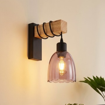 BRILAGI - WOOD GLASS Wall Light 1xE27/60W/230V Pine/Black/Smoky Beige