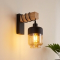 BRILAGI - WOOD GLASS Wall Light 1xE27/60W/230V pine/black/smoky brown