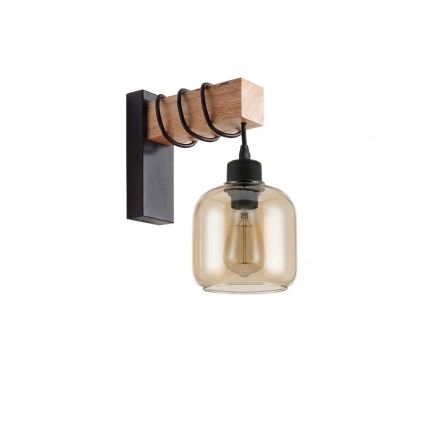BRILAGI - WOOD GLASS Wall Light 1x E27/60W/230V Pine/Black/Smoked Brown