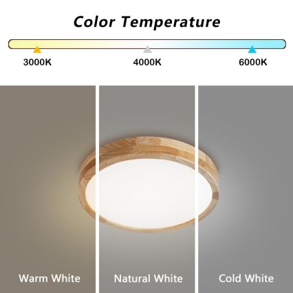 BRILAGI - WOODLINE LED Ceiling Light LED/24W/230V 3000/4000/6000K Oak, Ø 30 cm