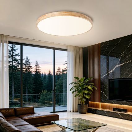 BRILAGI - WOODLINE LED dimmable ceiling light LED/100W/230V 3000-6000K oak diam. 80 cm + remote control