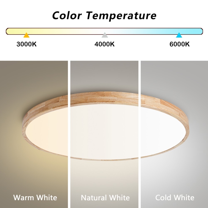BRILAGI - WOODLINE LED dimmable ceiling light LED/100W/230V 3000-6000K oak diam. 80 cm + remote control