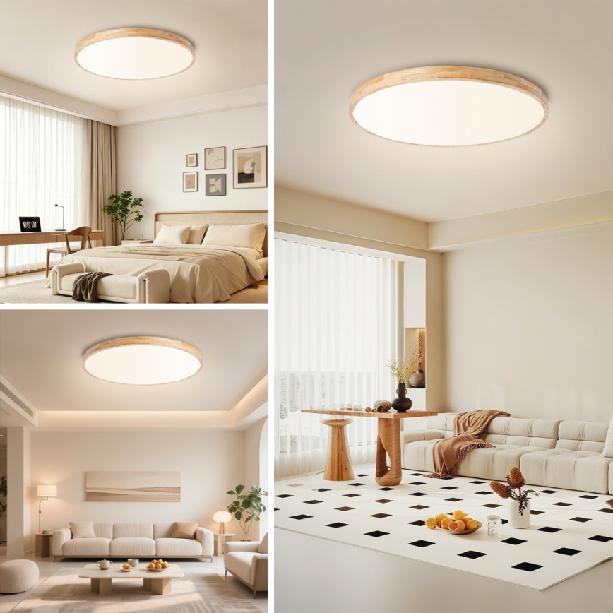 BRILAGI - WOODLINE LED dimmable ceiling light LED/100W/230V 3000-6000K oak diam. 80 cm + remote control
