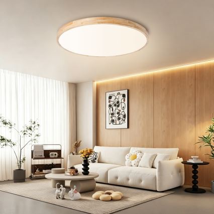 BRILAGI - WOODLINE LED dimmable ceiling light LED/100W/230V 3000-6000K oak diam. 80 cm + remote control