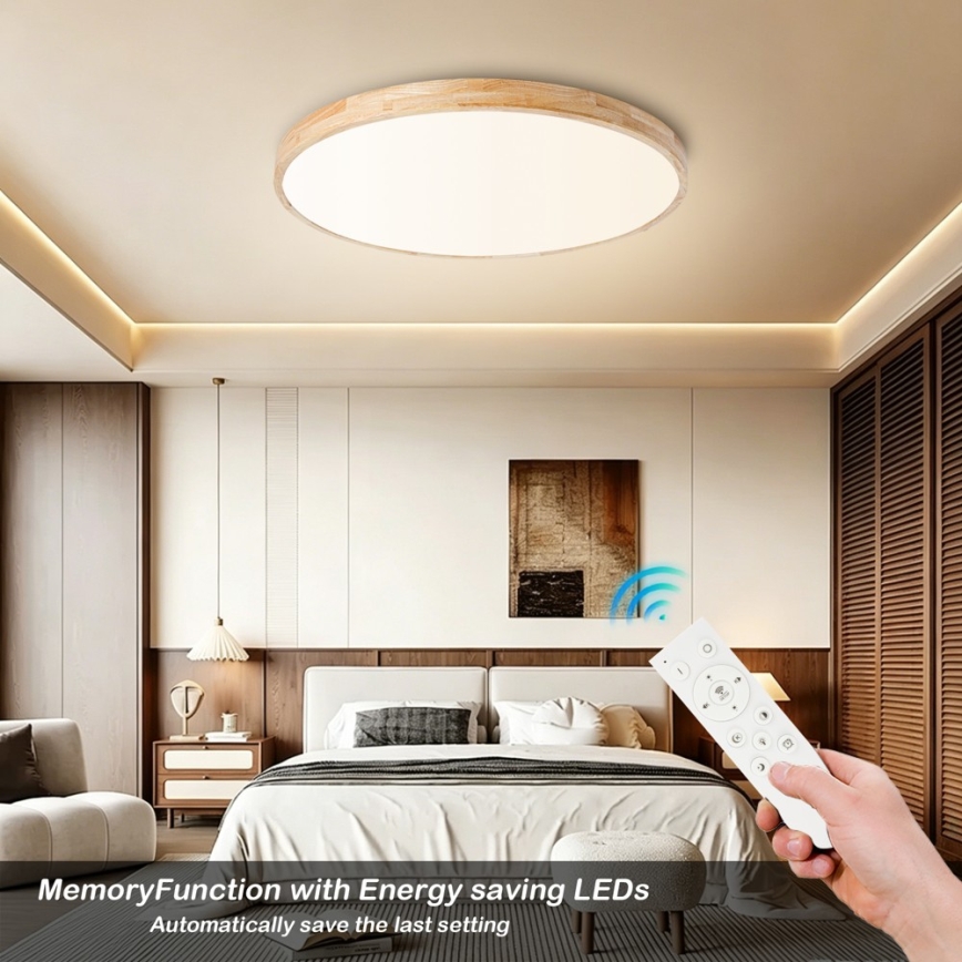 BRILAGI - WOODLINE LED dimmable ceiling light LED/100W/230V 3000-6000K oak diam. 80 cm + remote control