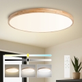 BRILAGI - WOODLINE LED Dimmable Ceiling Light LED/128W/230V 3000-6000K Oak Ø100 cm + Remote Control