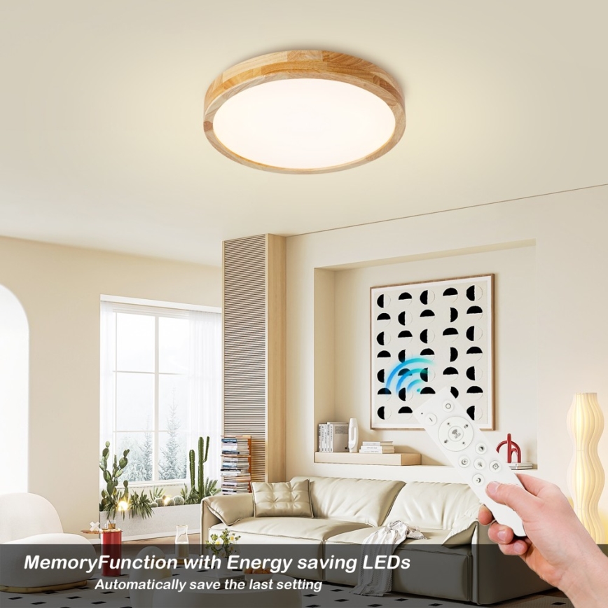 BRILAGI - Dimmable LED ceiling light WOODLINE LED/48W/230V 3000-6000K oak Ø 40 cm + remote control