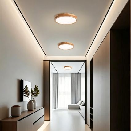 BRILAGI - Dimmable LED ceiling light WOODLINE LED/48W/230V 3000-6000K oak Ø 40 cm + remote control