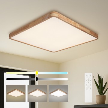 BRILAGI - WOODLINE SQUARE LED Dimmable Ceiling Light 100W/230V 3000–6000K Oak 80x80 cm + Remote Control